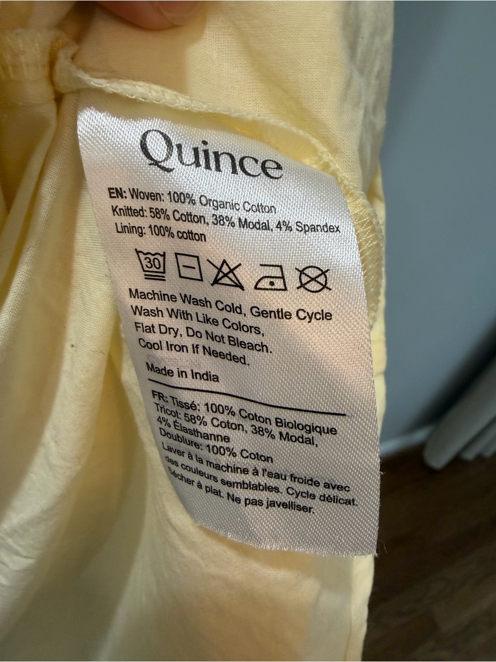 Quince Cotton Mixed Media Tank Dress Pale Custard Yellow Small - Picture 8 of 10